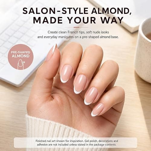 Yabonica Medium Almond Nail Tips 600pcs 12 Sizes Pre-Etched Soft Gel Tips | Half Matte Full Cover Press on False Nail Tips Acrylic Nails DIY Extension Gift for Women Home Salon Beginner thumbnail 5