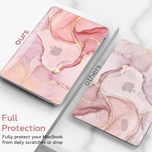 B BELK Compatible with MacBook Air 13 inch Case 2021 2020 2019 2018 M1 A2337 A2179 A1932 Touch ID,Plastic Laptop Hard Shell+2 Keyboard Cover+Screen Protector for MacBook Air 13.3 inch Case,Pink Marble thumbnail 5