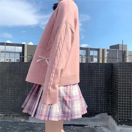 Women Kawaii Sweater Cardigan with Cute Bowknot and Heart S-2XL thumbnail 4