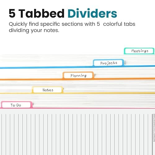 Taja Large Spiral Notebooks for Work 5 Subject with Removable Dividers | 8.5" x 11" Pretty Hardcover Notebook Journal for Women, College Ruled, Perfect for Study & Office , 280 Pages, Secret Sea thumbnail 3