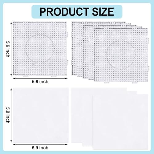 Phinus Fuse Beads Pegboards Kits, 6 PCS 5mm Plastic Beads Boards with 4 PCS Ironing Paper, Large Square Clear Beads Pegboards for Kids Craft Beads, DIY Craft Beads thumbnail 2