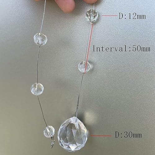 Bolo.ban Crystal Beaded String Clear Glass Beads Garland Strands Hanging Wedding Arch Decor Curtain Chandelier Christmas Tree Ornaments Door String Beaded Drapes Decoration Accessories(3.3 Feet 5pcs) thumbnail 7