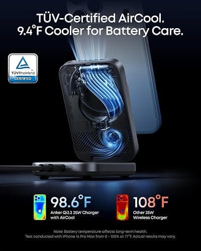 Anker Prime 25W Qi2.2-Certified Palm-Sized 3-in-1 Foldable MagSafe Charger | Travel-Ready Charging Station, AirCool Wireless Charger for iPhone 17, Apple Watch, AirPods (Adapter Included, Non-Battery) thumbnail 3