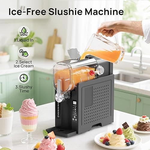CHIVALZ Slush Machine, Frozen Drink Machine, No Ice Needed, 12H Pre-Scheduling, LED Display, Self-Cleaning, Makes Slushies, Milkshakes, Frappés & Cocktail, AD03, Black, 6 Preset Programs +1 Pack thumbnail 3