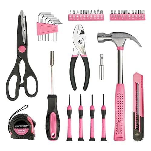 Cartman 39Piece Tool Set General Household Hand Tool Kit with Plastic Toolbox Storage Case Pink thumbnail 3