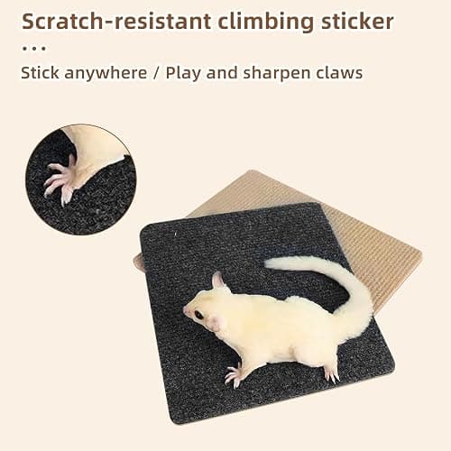 6-Pack Self-Adhesive Sugar Glider Climbing Mats - Space-Saving Cage Accessories, Enrichment Toys for Sharpening Claws, Wall & Furniture Protectors for Small Pets (6pcs) thumbnail 4