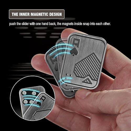 ITOKEY Fidget Toys for Adults, EDC Metal Fidget Slider, Magnetic Poker Push Card, Sensory Toys for Anxiety ADHD Autism, Cool Fidgets for Men Women, Small Magnet Toys for Stress Relief Gifts thumbnail 3