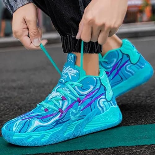 Wqsugnt Mens Multicolor High Top Basketball Shoes Non-Slip Breathable Running Shoes Fahsion Lightweight Outdoor Gym Sneakers thumbnail 2