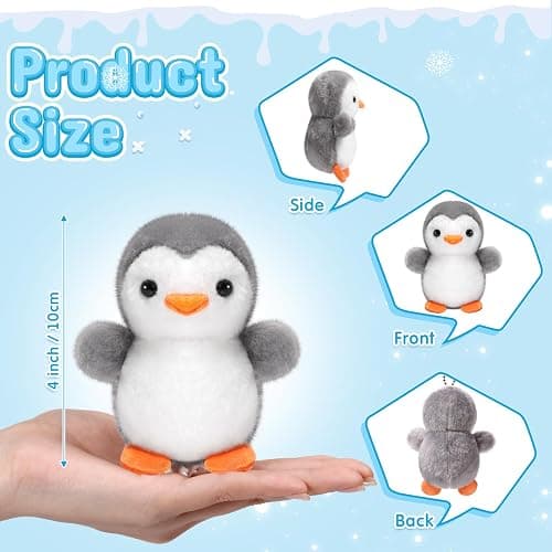 Skylety 8 Pcs 4 Inch Mini Penguin Stuffed Animal Bulk Penguin Plush Keychains for Birthday Xmas Party Favor Gifts (Grey) thumbnail 3