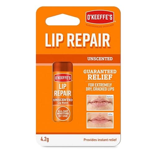 O'Keeffe's Lip Repair Unscented Lip Balm, 4.2g – For Extremely Dry, Cracked Lips | All-Day Moisture with 7 Moisturising Ingredients - 1 count (Pack of 1) - Single