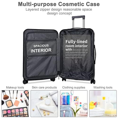 GigabitBest Carry On Luggage 22x14x9 Airline Approved, Hard Case Luggage Sets 2 Piece, PC+ABS Small Luggage Suitcase with TSA Lock & Spinner Wheels (14/20) - Beige Brown thumbnail 6