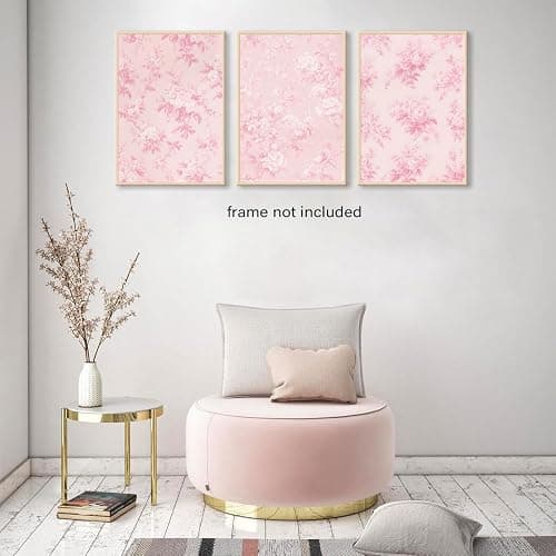 LYPHNX Pink Chinoiserie Flower Poster Wall Art light Pink Love Shack Fancy Canvas Decor Paintings Set of 3 Blush Pink Painting Pictures Home Decor for bedroom Living room Bathroom 12"x16" Unframed thumbnail 4