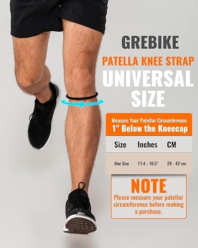 GREBIKE 2PCS Patellar Tendon Support Strap for Knee Pain Relief, Knee Bands for Basketball, Running, Tennis, Soccer and Hiking, Silicone Patella Band for Women and Men, Includes Storage Bag (Black) thumbnail 4