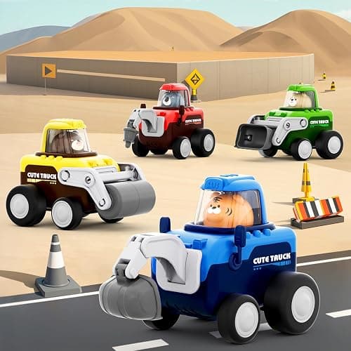 Eterfun Press to Go Car Toy for Toddlers 1-3, 4 in 1 Engineering Vehicle Racing Cars Infant Play Set, Push and Go Car Baby Toys for 6-9-12-18 Months, 1st Birthday Gifts for 1-2 Years Old Boys Girls thumbnail 2