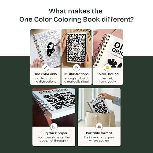 Still & Slow - Monochrome Coloring Book for Adults - 35 Mindful Illustrations for Stress & Anxiety Relief - One-Pen Ritual, Calm Prompts, Thick Paper (One Color Coloring Book) thumbnail 6