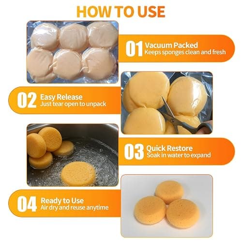 12 Pcs Pottery Sponges, 2.75 inch Yellow Round Sponges for Clay Art, Painting & Crafts, Tack Cleaning Sponges for Household & Leather Care thumbnail 5