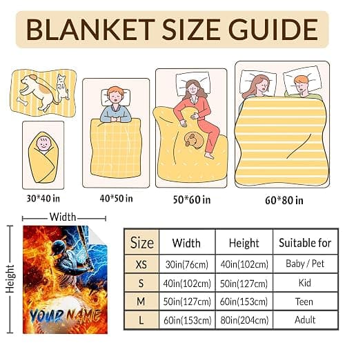 Blanket for Boys Personalized Baseball Throw Blankets Gift for Kids, 40x50 Inches Lightweight Cozy Custom Sport Theme Throw for Sofa Couch Bed Office thumbnail 5