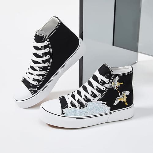 hash bubbie High Top Sneakers for Women Classic High Tops Canvas Shoes Lace up Women's Fashion Sneaker thumbnail 3