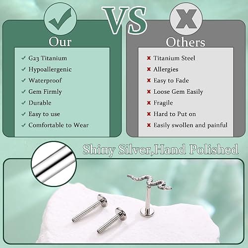 Adramata G23 Titan Helix Tragus Labret Lippenpiercing Medusa Innengewinde Medizinische Ohrstecker Ohr Klein Conch Gold Silber thumbnail 5
