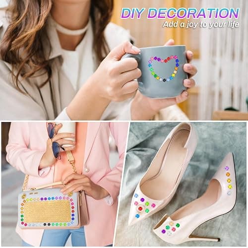 2800 Pcs Self Adhesive face Rhinestones gems Stickers in 20 Colors, 6 Sizes Stick on Jewels for Body, Face, Hair and Craft DIY Decorations(3/4/5/6/8/10mm) thumbnail 6