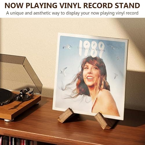 Now Playing Vinyl Record Stand, Solid Wooden Vinyl Record Holder Display Stand, Retro Now Spinning Record Stand for Vinyl Record, Cookbook Holder,Recipe Stand for Kitchen,Photo Album Book (Brown) thumbnail 3