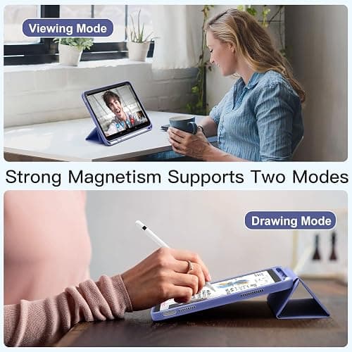 Akkerds Compatible with iPad (A16) 11th Generation Case 11 Inch 2025, for iPad 10th Generation Case 10.9 Inch 2022 with Pencil Holder, Slim Trifold Stand Protective Cover with Soft TPU Back,BluePurple thumbnail 6