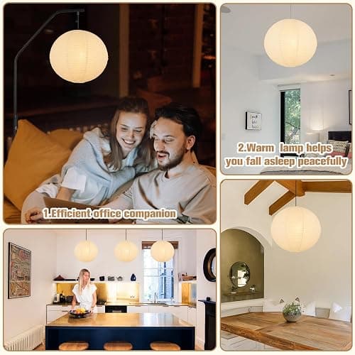 White Paper Lamp Shade, 12''x12'' Small Chinses Paper Lantern Pendant Light Shade,Round Lanpshade Home Decor Ceiling Lampshade, Foldable Lampshade thumbnail 5