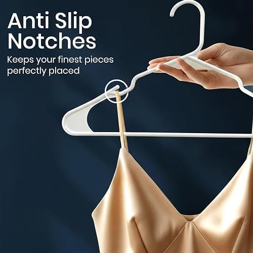 Utopia Home - Plastic Hangers 30 Pack - Space Saving Clothes Hanger - Durable and Strong Closet Organizers and Storage Makes It Ideal Stocking Stuffers or Apartment or Dorm Room Essentials (White) thumbnail 4