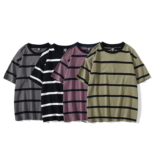 Emo Short Sleeve Oversized T Shirts for Women Men Crewneck Color Block Stripe Tops Grunge Aesthetic Goblincore Clothes thumbnail 6