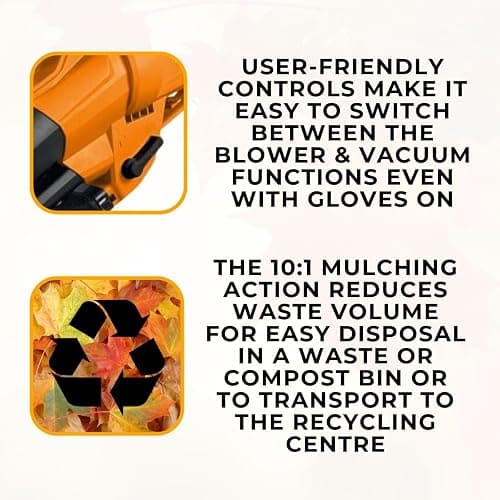 Lazy-Leaf - Leaf Blower and Vacuum - Powerful Corded Leaves Collector for Clear Gardens, Patios, Gutters, Driveways & More - Lightweight, 10m Cable with Shoulder Strap, 35L Zipped Bag and Wheels thumbnail 5