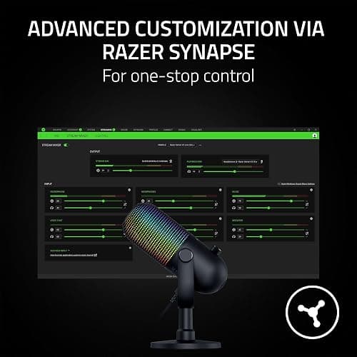 Razer Seiren V3 Chroma RGB USB Microphone: Stream & Game Reactive Lighting - Tap-to-Mute Sensor - Condenser Mic - Digital Gain Limiter & Shock Absorber - PC, Discord, OBS Studio, XSplit - Black thumbnail 7