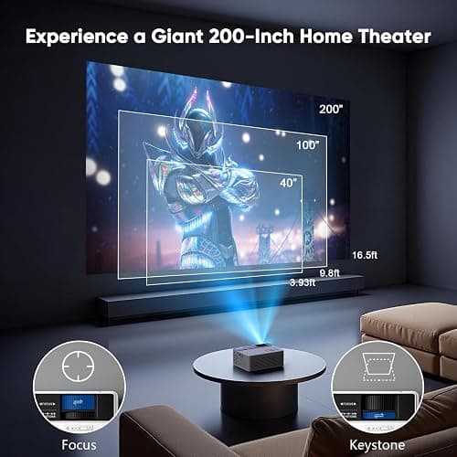 TMY 1080P Full HD Portable Mini Projector, Upgraded Bluetooth Movie Projector with Screen, Compatible with TV Stick Smartphone/HDMI/USB, Indoor & Outdoor Use thumbnail 7