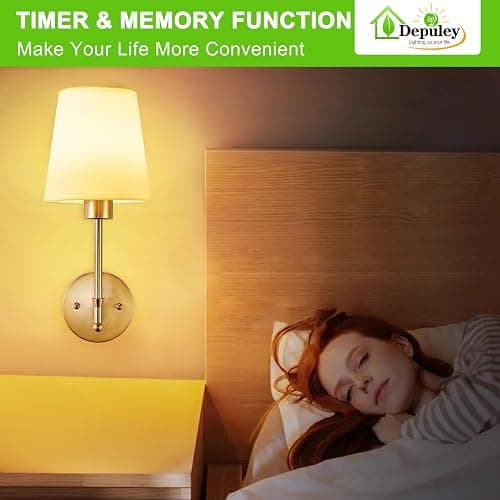 Depuley Battery Operated Wall Sconce: Set of 2 Wireless Wall Lights with Remote for Bedroom - Rechargeable 15 Colors Gold Wall Lamp for Living Room Hallway thumbnail 6