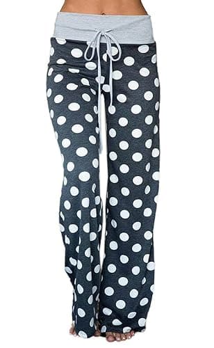 iniber Women's Comfy Pajama Pants Casual Lounge Pant Wide Leg Palazzo Stretch Drawstring Bottoms - Image 1