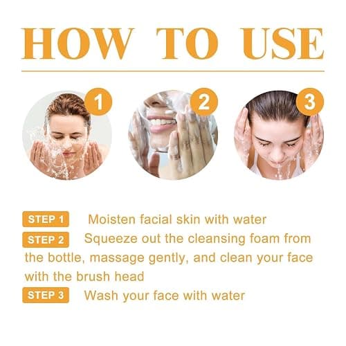 2 Pcs Turmeric Foaming Face Wash, Deep Cleansing Glow Wash Turmeric Facial Cleanser With Brush. thumbnail 6