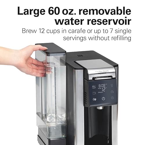 Hamilton Beach FlexBrew Advanced 5-in-1 Programmable 12 Cup Drip and Single Serve Hot & Iced Coffee Maker with Movable 60 oz. Water Reservoir, Use Pod Packs and Grounds, Fast Brewing, Black (49924) thumbnail 7