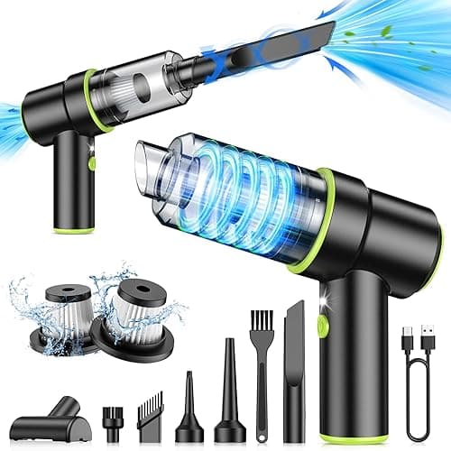 CODN Handheld Car Vacuum Portable Cordless 12000PA, 2 in 1 Handheld Vacuum Cleaner and Air Duster with Multi-Nozzles and LED Light, Mini Hand Held Vacuum Rechargeable for Home, Car, Office, Pet Hair - Image 1