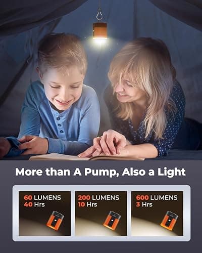 ETENWOLF AIR 3 Air Pump for Inflatables with 2600mAh Battery& Camping Light | Ultra-Fast and Mini Electric Air Pump, Inflate Deflate for Air Mattress, Pool Floats, Vacuum Storage Bags thumbnail 5