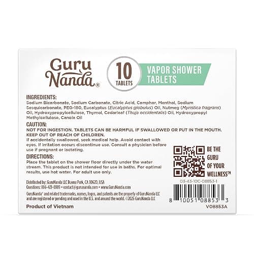 GuruNanda Eucalyptus Vapor Shower Tablets, Clean-Dissolving Aromatherapy Shower Steamers with Eucalyptus & Menthol, Promotes Relaxation, Ideal for Gifting, 10 Count thumbnail 9