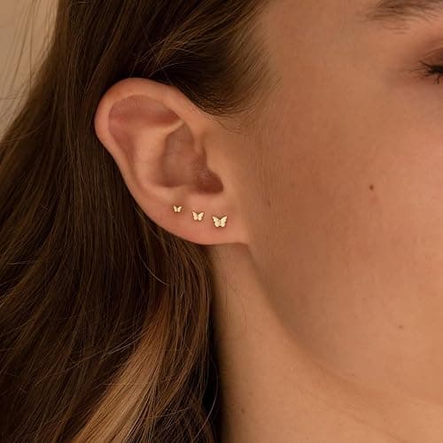 VRIUA 20G Tiny Flat Back Earrings for Women - 14K Gold/Silver Plated Small Flat Back Stud Earrings Hypoallergenic Cartilage Helix Piercing Jewelry thumbnail 5