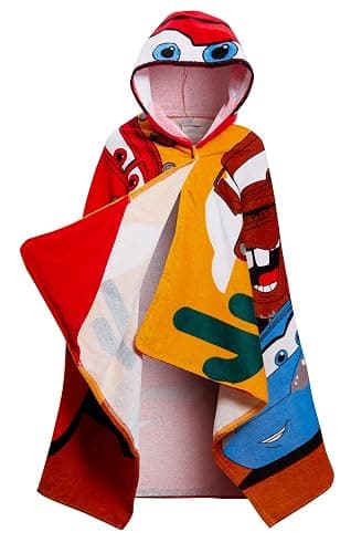 Disney Cars Hooded Towel 100% Cotton Kids Dress Up Lightning McQueen Poncho Beach Bath Towel Swimming Wrap thumbnail 2