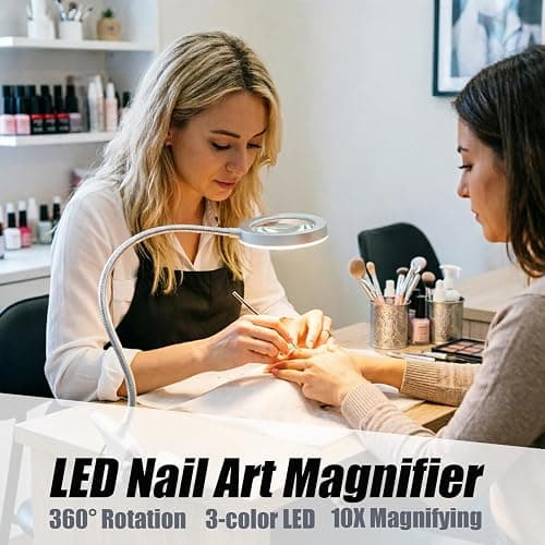 Nail Art Tools Set with 9Pcs Brushes, Nail Stand & 10X LED Magnifier | Magnetic Acrylic Nail Holders, 9 Nail Art Brushes, 10X Magnifying Glass with Light for Precision Manicure DIY Salon thumbnail 5