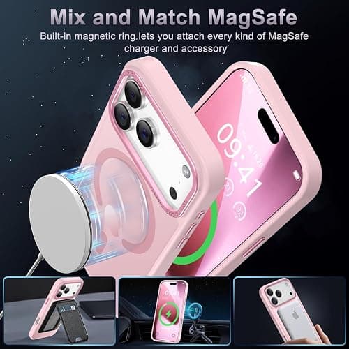 Newfuture Magnetic for iPhone 17 Pro Max Case Matte Shockproof, Tender Pink | Military Drop Protection, Slim Matte Anti-Fingerprint, Compatible with Magsafe, Camera Guard, Translucent Protective Cover thumbnail 2
