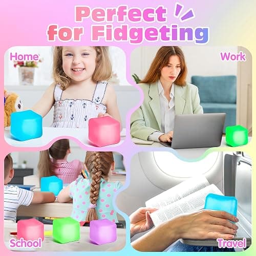 4 Pack Stress Cube, Slow Rising Ice Cube Stress Balls for Adults Kids, Sensory Fidget Toy for Anxiety Relief, Square Shape Squishy Balls for Classroom Prizes, Nice Cube Squishy for Party Favors thumbnail 6