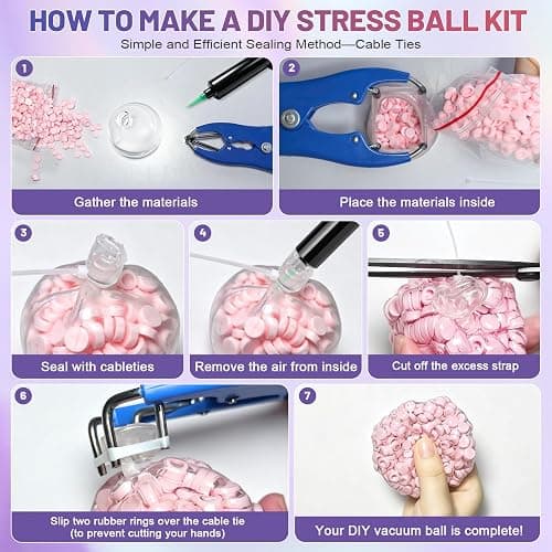 NODUJX DIY Stress Ball Making Kit, Create ASMR Anxiety Relief Toys | 15 TPR Ball Covers, 20 Fillers, 14.4 Oz Slime, 6.7 Oz Clay, Make Handmade Squishy Stress Balls of Self-Care Gift for Women thumbnail 5