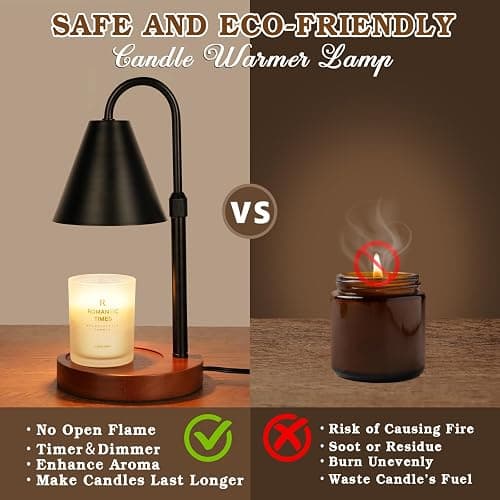 Funistree Candle Warmer Lamp with Timer Dimmable, Christmas Birthday Gifts for Women Mom, Vintage Candle Lamp, Black Candle Warmer for Jar Scented Candles, Home Decor, Wax Melt Warmer with 2 Bulbs thumbnail 7