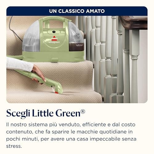 BISSELL Little Green, Lavatappeti, Lavatappezzeria per Macchie Quotidiane e Sporco, Lava Tappezzeria per Tappeti, Auto, Pulisci Divani, Moquette, Materassi e Altro, Potente Motore da 340W, 4098N thumbnail 13