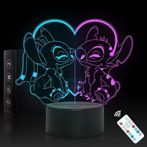 Shenjia Stitch Night Light - 3D LED 16 Color Changing Touch Lamp with Remote Control, Perfect for Girls Room Decoration, Birthday and Holiday Gifts - Image 1