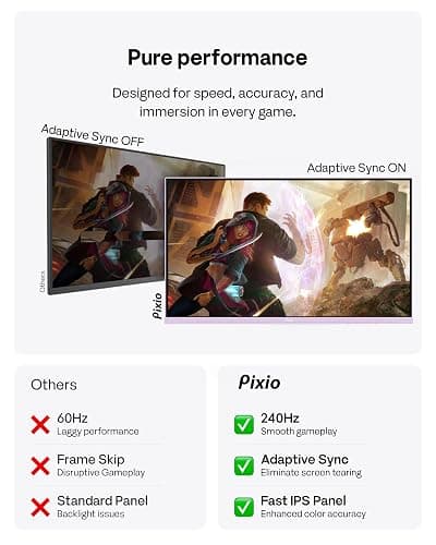Pixio PX279 Wave Purple 27 inch 240Hz Refresh Rate FHD 1080p Resolution Fast IPS Panel 1ms GTG Response Time Gaming Monitor with Adaptive Sync thumbnail 4