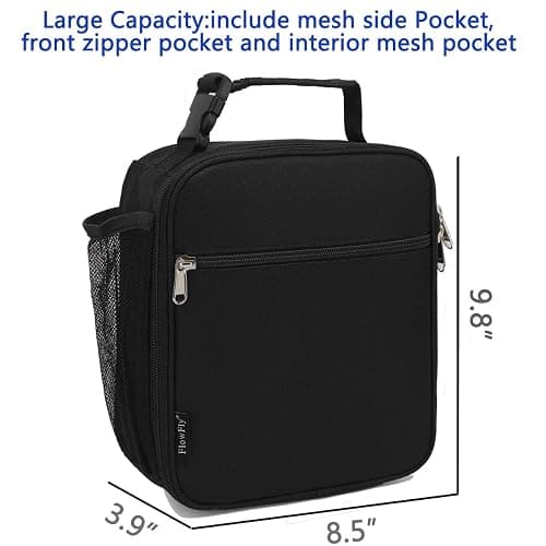FlowFly Kids Lunch Box Insulated Letter Print Soft Bag Mini Cooler Back to School Thermal Meal Tote Kit for Girls, Boys, Black thumbnail 3